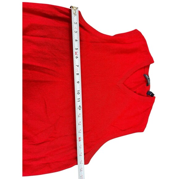 Grant Thomas 100% Cashmere Sweater Vest Red V-Neck Two Ply M Holiday Winter - Picture 9 of 11